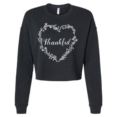 Thankful Floral Wreath Cropped Pullover Crew