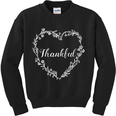 Thankful Floral Wreath Kids Sweatshirt
