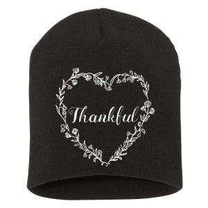 Thankful Floral Wreath Short Acrylic Beanie