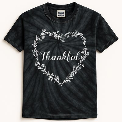 Thankful Floral Wreath Kids Tie-Dye T-Shirt
