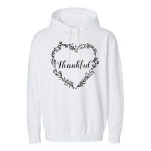 Thankful Floral Wreath Garment-Dyed Fleece Hoodie