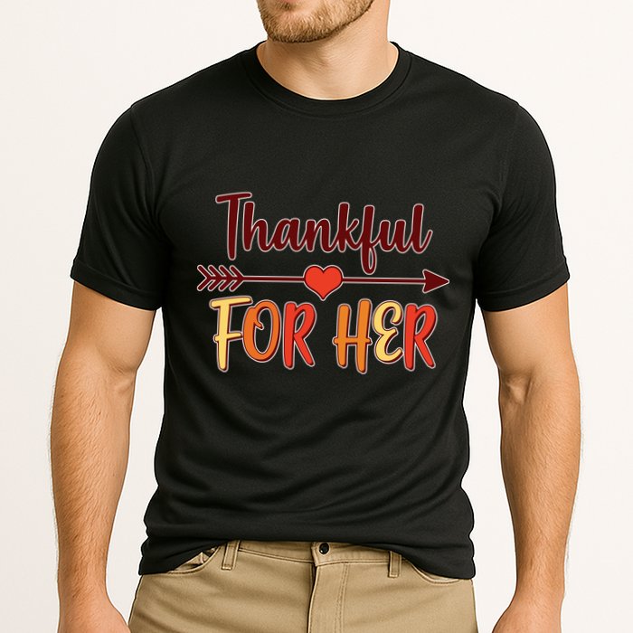 Thankful For Her Matching Thanksgiving Cooling Performance Crew T-Shirt
