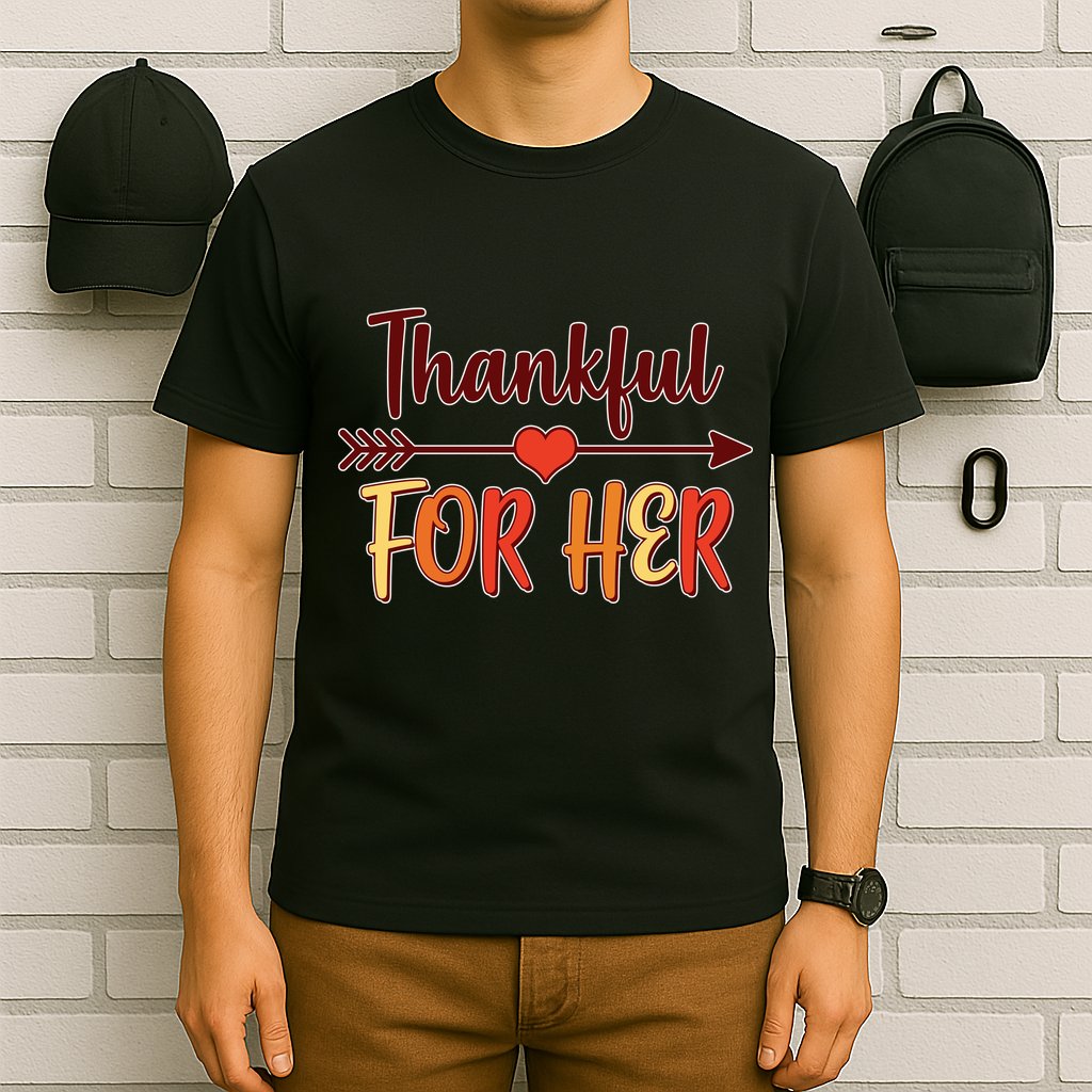 Thankful For Her Matching Thanksgiving T-Shirt