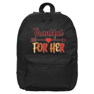 Thankful For Her Matching Thanksgiving 16 in Basic Backpack