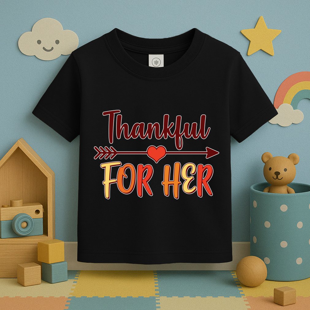 Thankful For Her Matching Thanksgiving Toddler T-Shirt