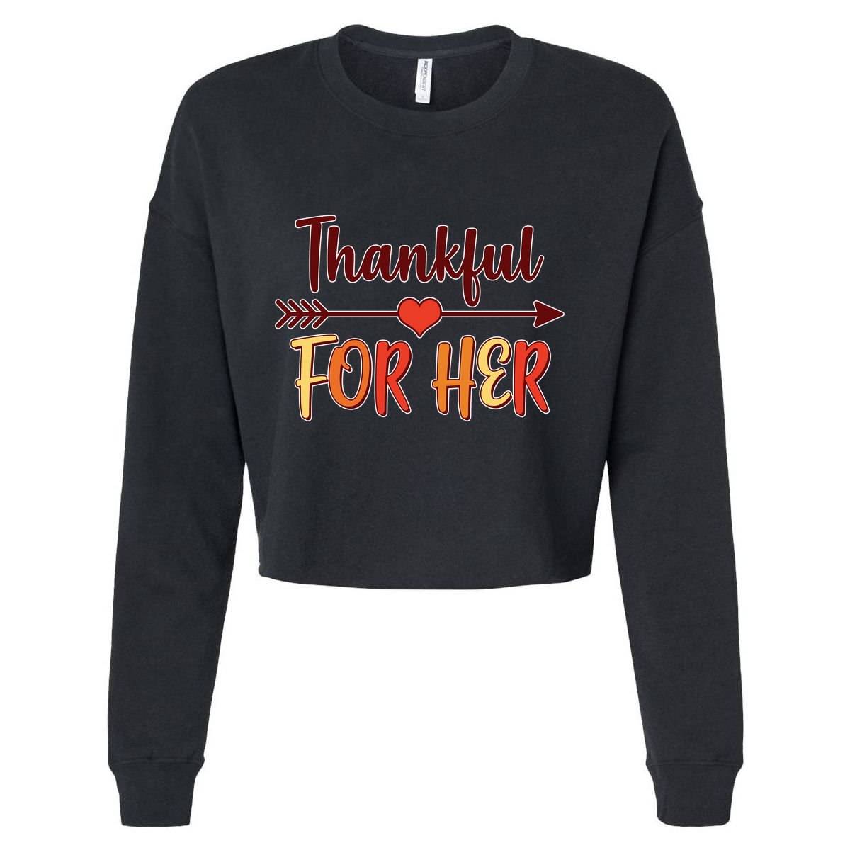Thankful For Her Matching Thanksgiving Cropped Pullover Crew