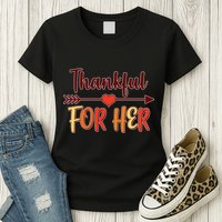 Thankful For Her Matching Thanksgiving Womens T-Shirt
