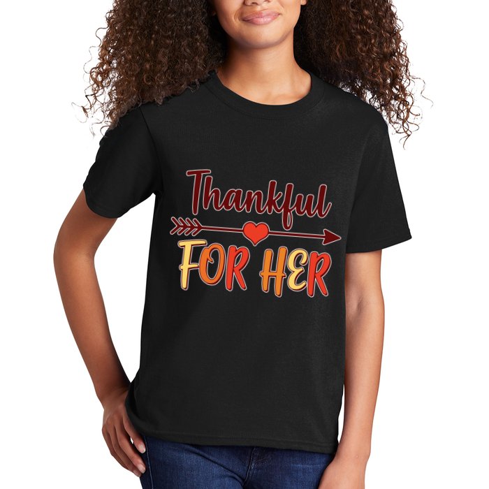 Thankful For Her Matching Thanksgiving Kids T-Shirt