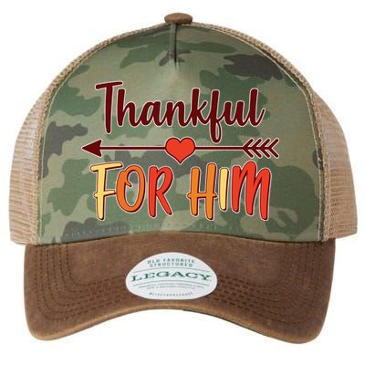 Thankful For Him Matching Thanksgiving Legacy Tie Dye Trucker Hat