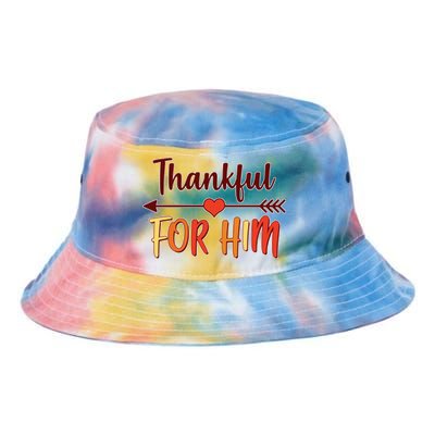 Thankful For Him Matching Thanksgiving Tie Dye Newport Bucket Hat