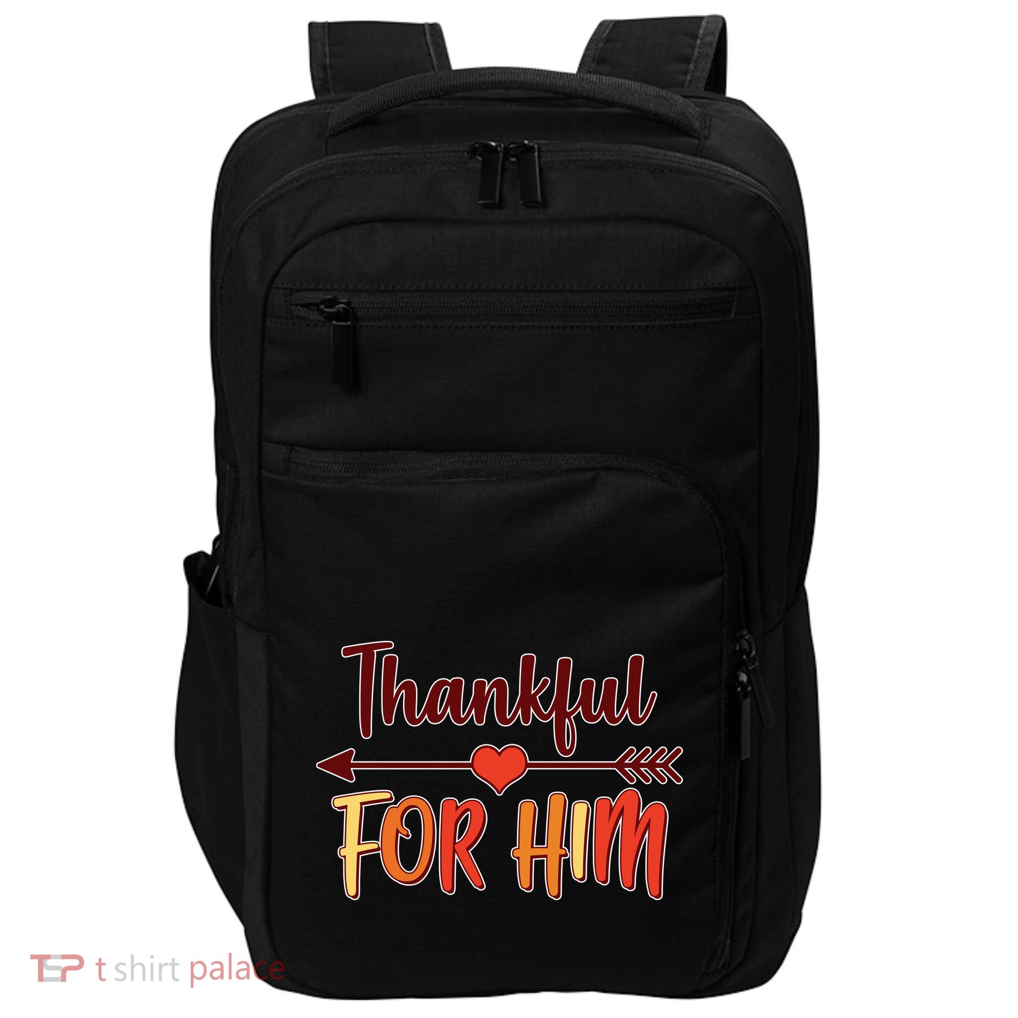 Thankful For Him Matching Thanksgiving Impact Tech Backpack