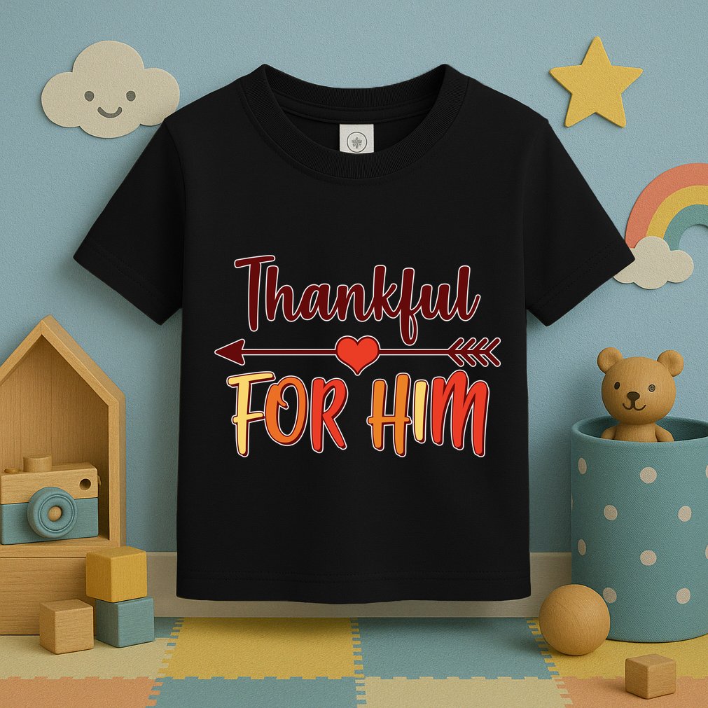 Thankful For Him Matching Thanksgiving Toddler T-Shirt