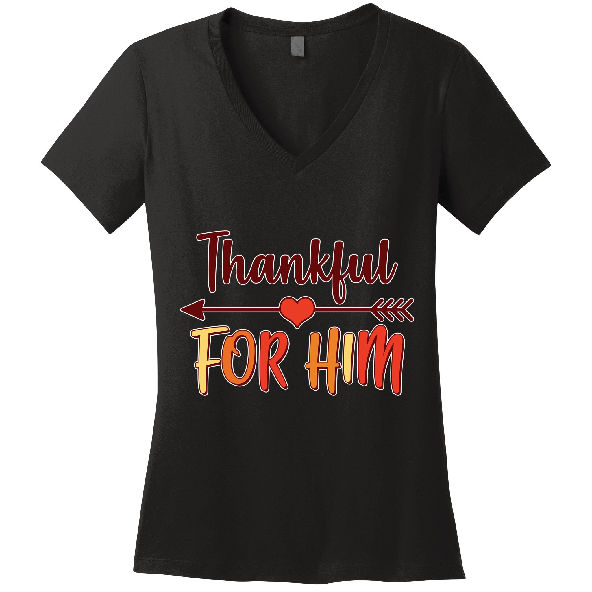 Thankful For Him Matching Thanksgiving Women's V-Neck T-Shirt