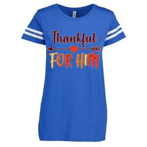 Thankful For Him Matching Thanksgiving Enza Ladies Jersey Football T-Shirt