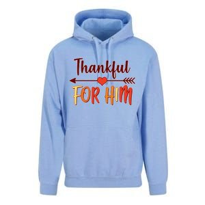 Thankful For Him Matching Thanksgiving Unisex Surf Hoodie