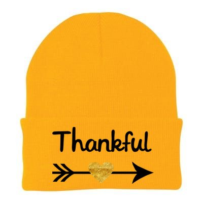 Thankful Golden Heart Knit Cap Winter Beanie