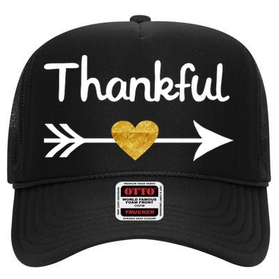 Thankful Golden Heart High Crown Mesh Back Trucker Hat