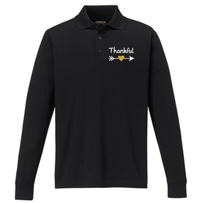 Thankful Golden Heart Performance Long Sleeve Polo