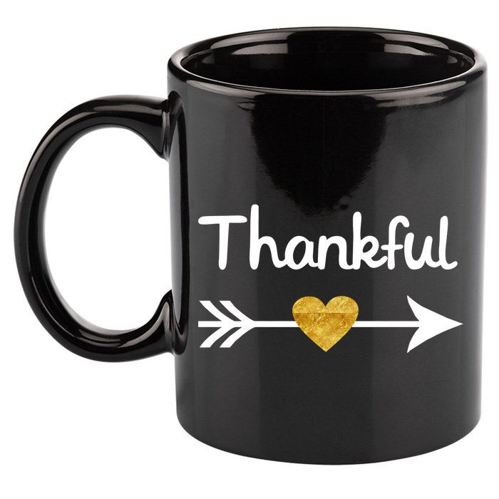 Thankful Golden Heart 11oz C Handle Ceramic Mug