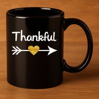 Thankful Golden Heart 11oz C Handle Ceramic Mug