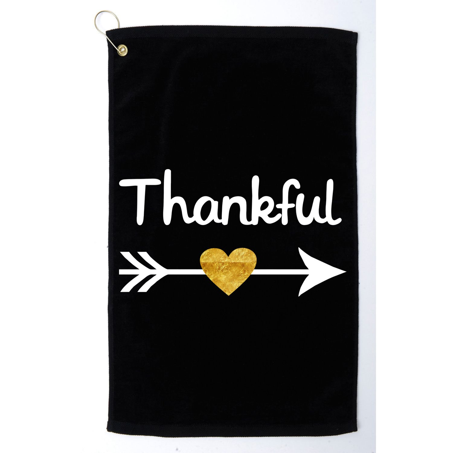 Thankful Golden Heart Golf Towel