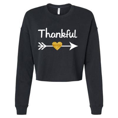 Thankful Golden Heart Cropped Pullover Crew