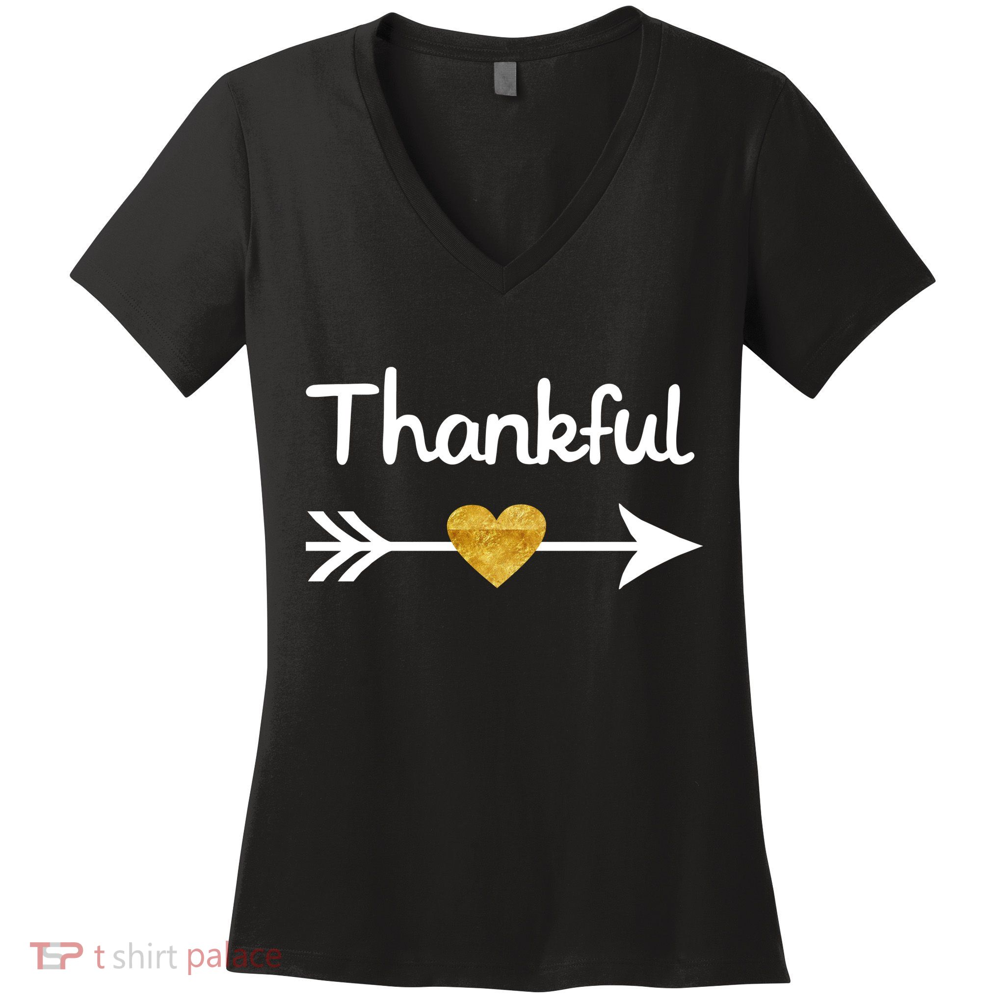 Thankful Golden Heart Women's V-Neck T-Shirt