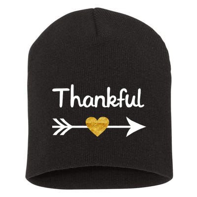 Thankful Golden Heart Short Acrylic Beanie