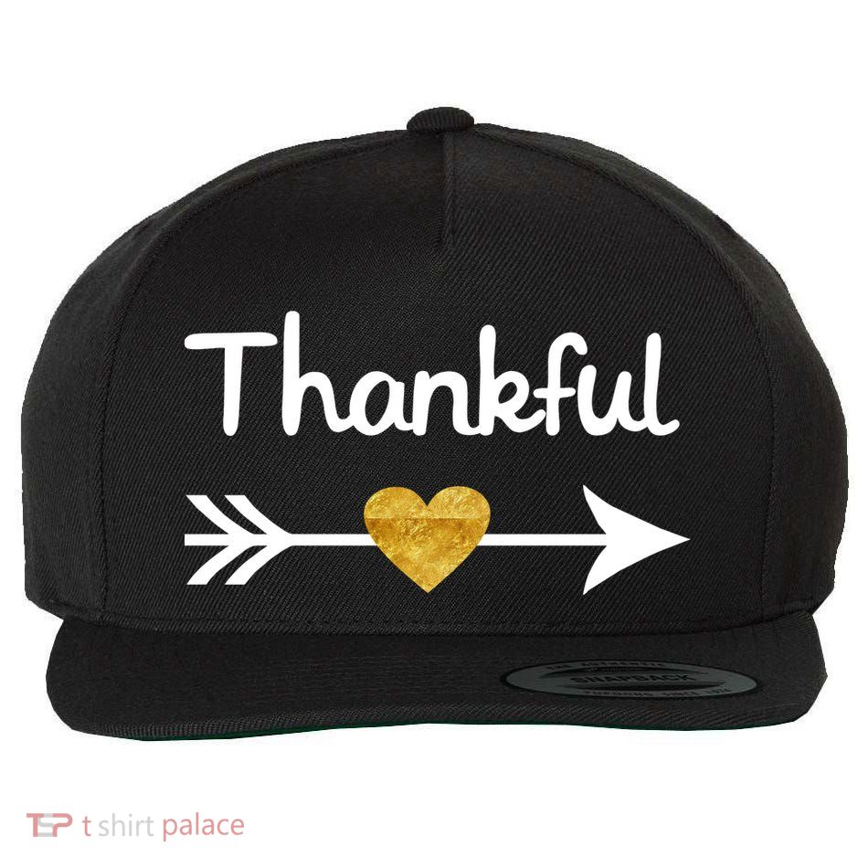 Thankful Golden Heart Wool Snapback Cap