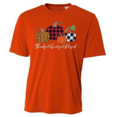 Thankful Grateful Blessed Fashion Buffalo Plaid Leopard Cooling Performance Crew T-Shirt