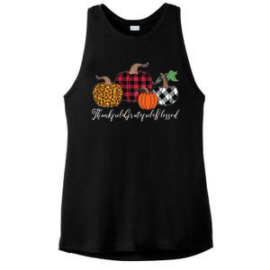 Thankful Grateful Blessed Fashion Buffalo Plaid Leopard Ladies PosiCharge Tri-Blend Wicking Tank