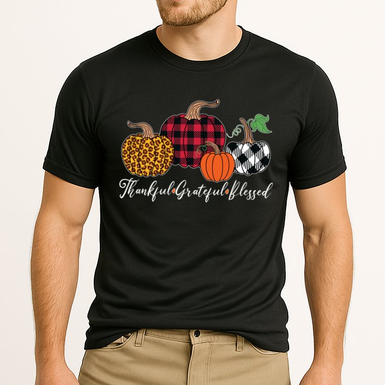 Thankful Grateful Blessed Fashion Buffalo Plaid Leopard Cooling Performance Crew T-Shirt