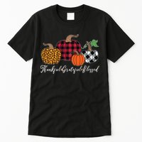 Thankful Grateful Blessed Fashion Buffalo Plaid Leopard Tall T-Shirt