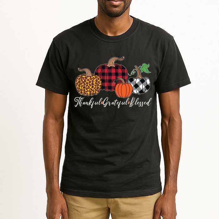 Thankful Grateful Blessed Fashion Buffalo Plaid Leopard Tall T-Shirt