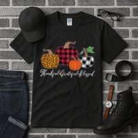 Thankful Grateful Blessed Fashion Buffalo Plaid Leopard Tall T-Shirt