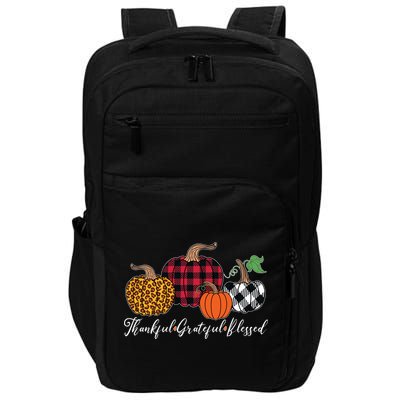 Thankful Grateful Blessed Fashion Buffalo Plaid Leopard Impact Tech Backpack
