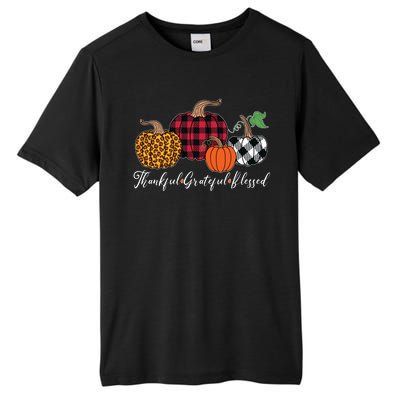 Thankful Grateful Blessed Fashion Buffalo Plaid Leopard Tall Fusion ChromaSoft Performance T-Shirt