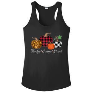 Thankful Grateful Blessed Fashion Buffalo Plaid Leopard Ladies PosiCharge Competitor Racerback Tank