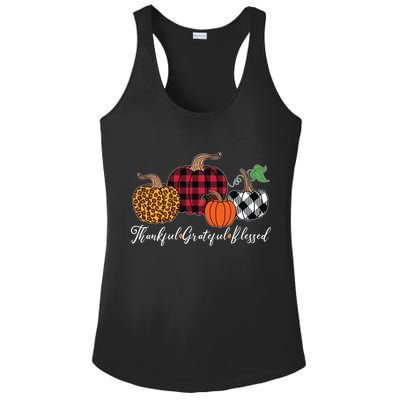 Thankful Grateful Blessed Fashion Buffalo Plaid Leopard Ladies PosiCharge Competitor Racerback Tank