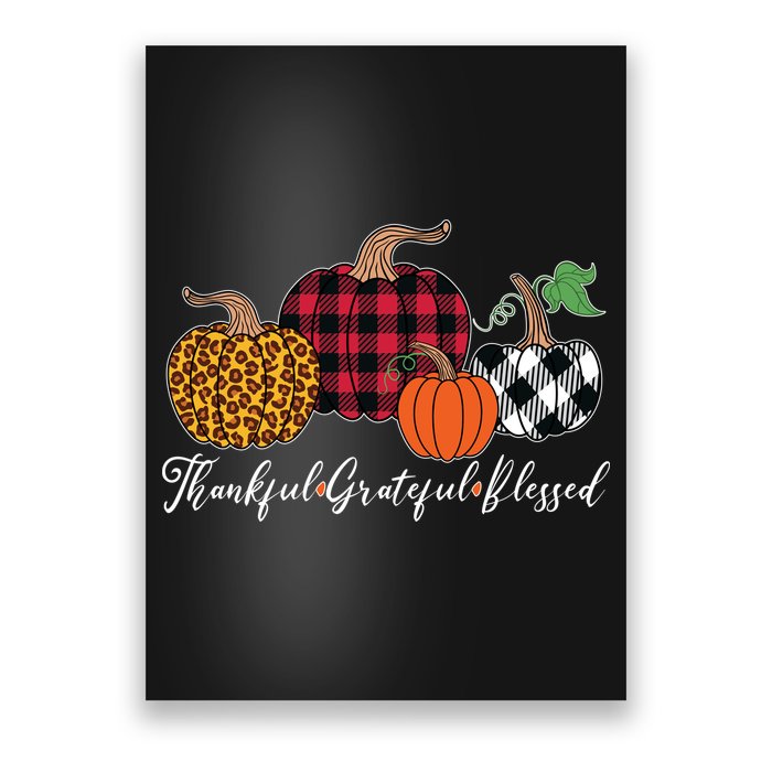 Thankful Grateful Blessed Fashion Buffalo Plaid Leopard Poster