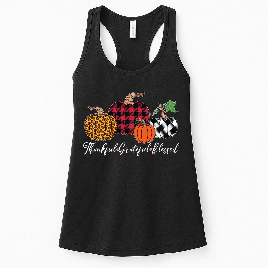 Thankful Grateful Blessed Fashion Buffalo Plaid Leopard Womens Tank Top
