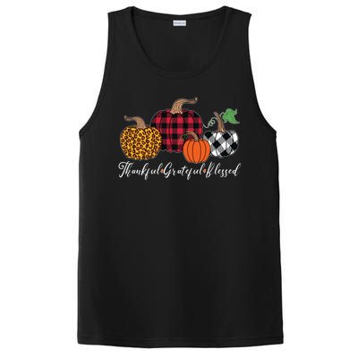 Thankful Grateful Blessed Fashion Buffalo Plaid Leopard PosiCharge Competitor Tank