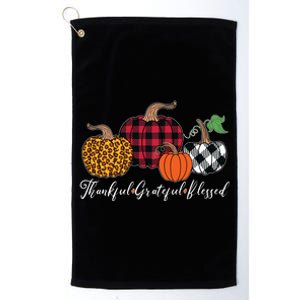 Thankful Grateful Blessed Fashion Buffalo Plaid Leopard Platinum Collection Golf Towel