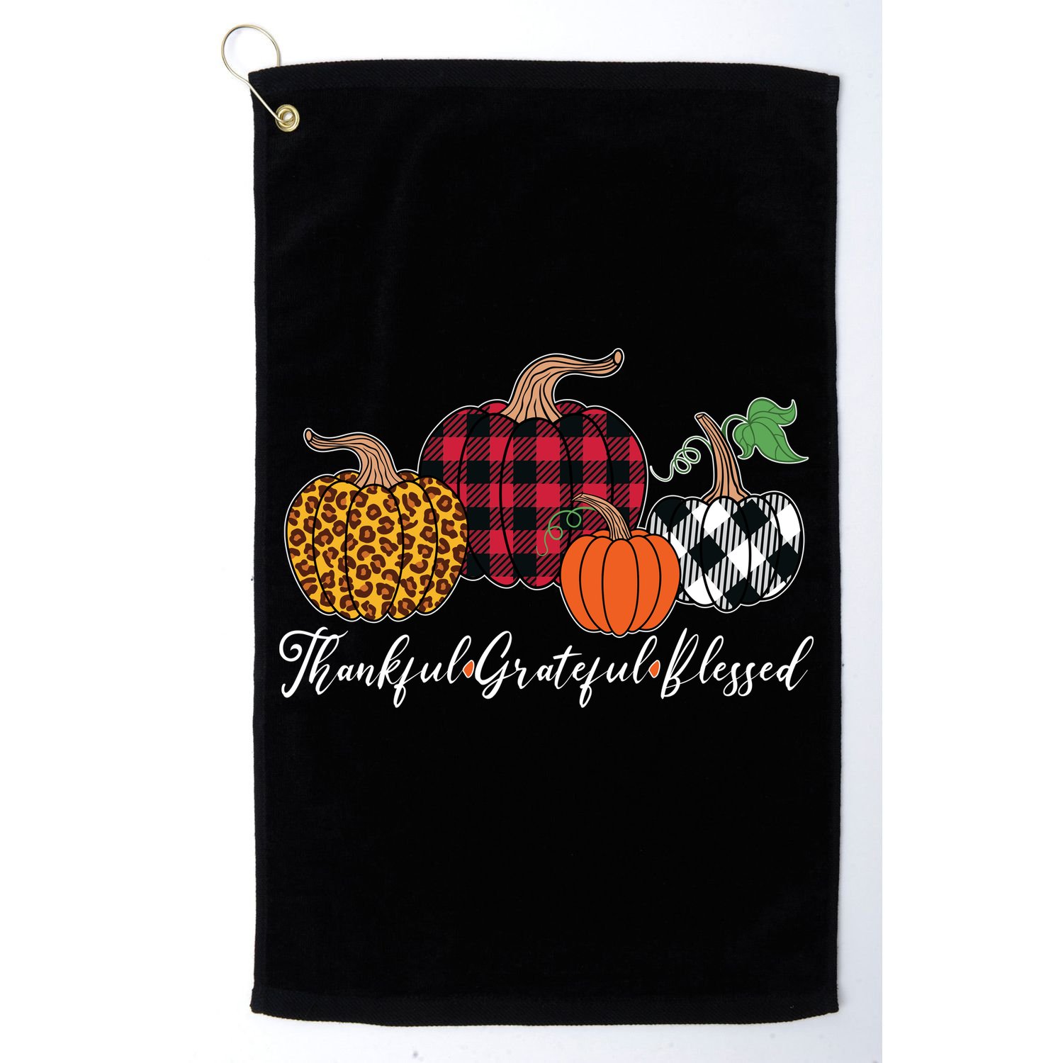 Thankful Grateful Blessed Fashion Buffalo Plaid Leopard Golf Towel