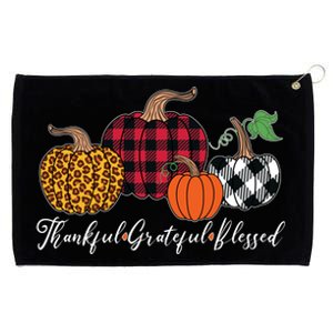 Thankful Grateful Blessed Fashion Buffalo Plaid Leopard Grommeted Golf Towel