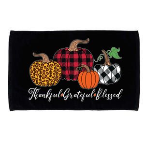 Thankful Grateful Blessed Fashion Buffalo Plaid Leopard Microfiber Hand Towel