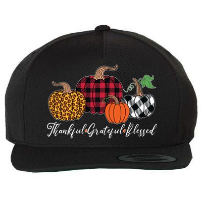 Thankful Grateful Blessed Fashion Buffalo Plaid Leopard Wool Snapback Cap