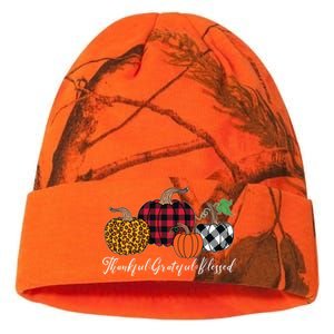 Thankful Grateful Blessed Fashion Buffalo Plaid Leopard Kati Licensed 12" Camo Beanie