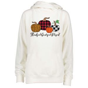 Thankful Grateful Blessed Fashion Buffalo Plaid Leopard Womens Funnel Neck Pullover Hood