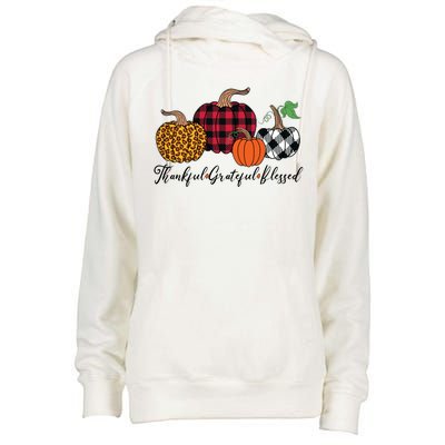 Thankful Grateful Blessed Fashion Buffalo Plaid Leopard Womens Funnel Neck Pullover Hood